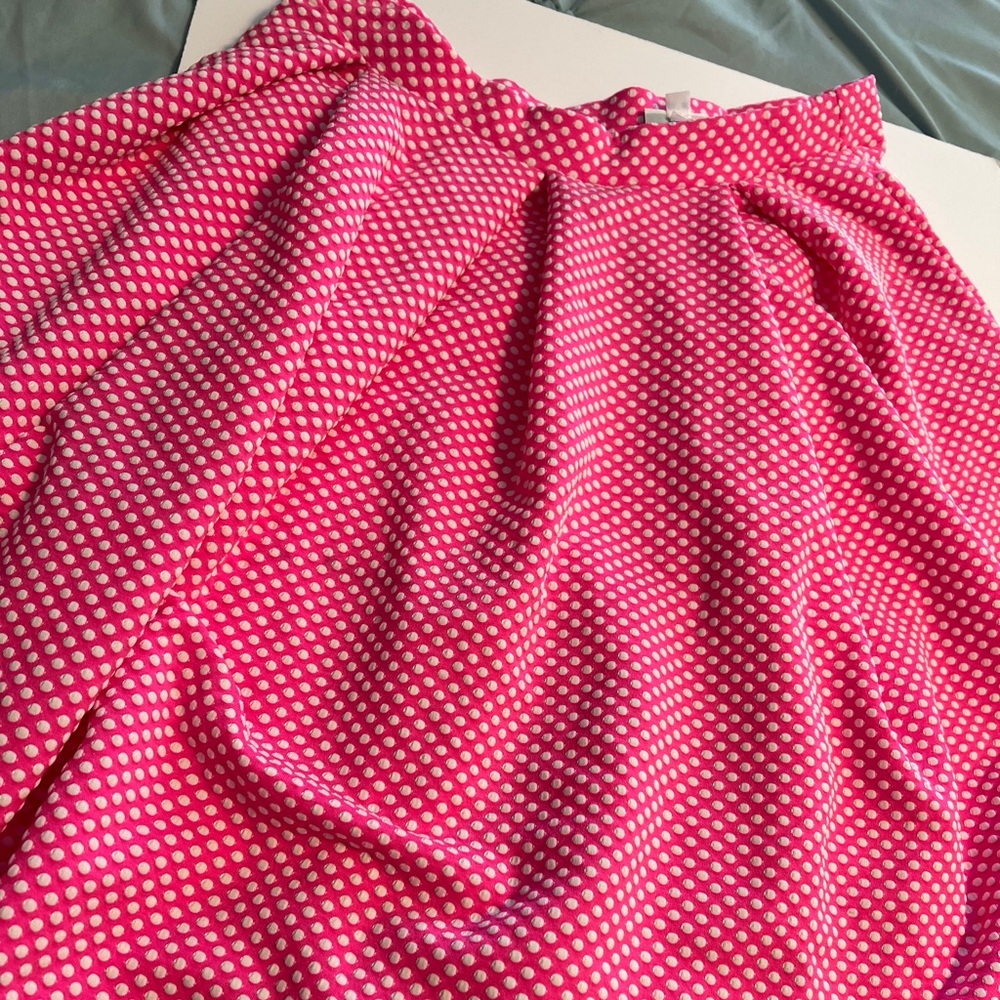 Hot pink with white polka dot, Lularoe Madison Skirt, M